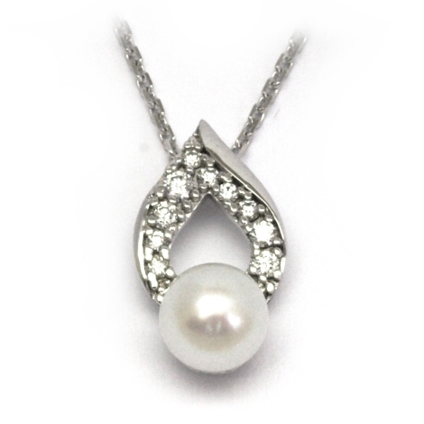 Náhrdelník s diamanty a perlou 31568