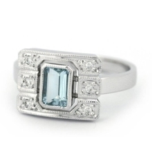 Prsten s diamanty a akvamarínem 31693