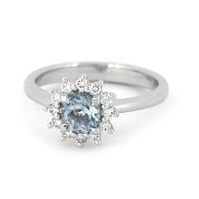 Zlatý prsten s akvamarínem a diamanty 36385